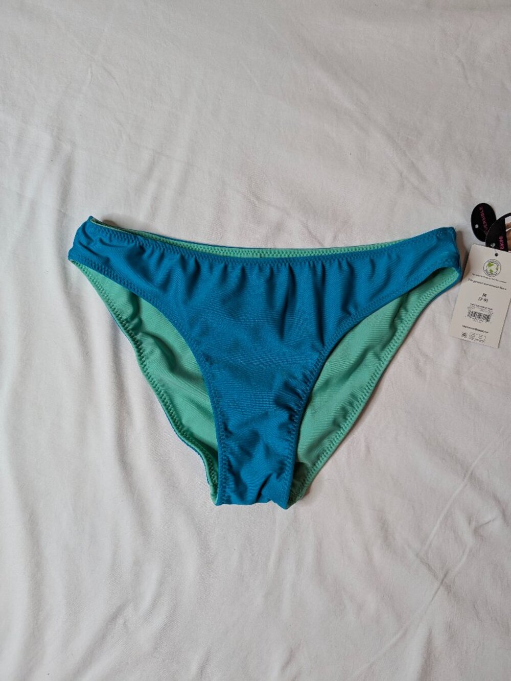 No Boundaries Blue/teal Reversible Bathingsuit Bottoms, NWT size Medium